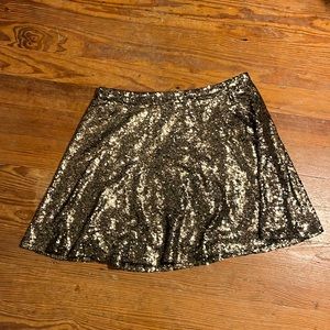 Gold sequin flare skirt